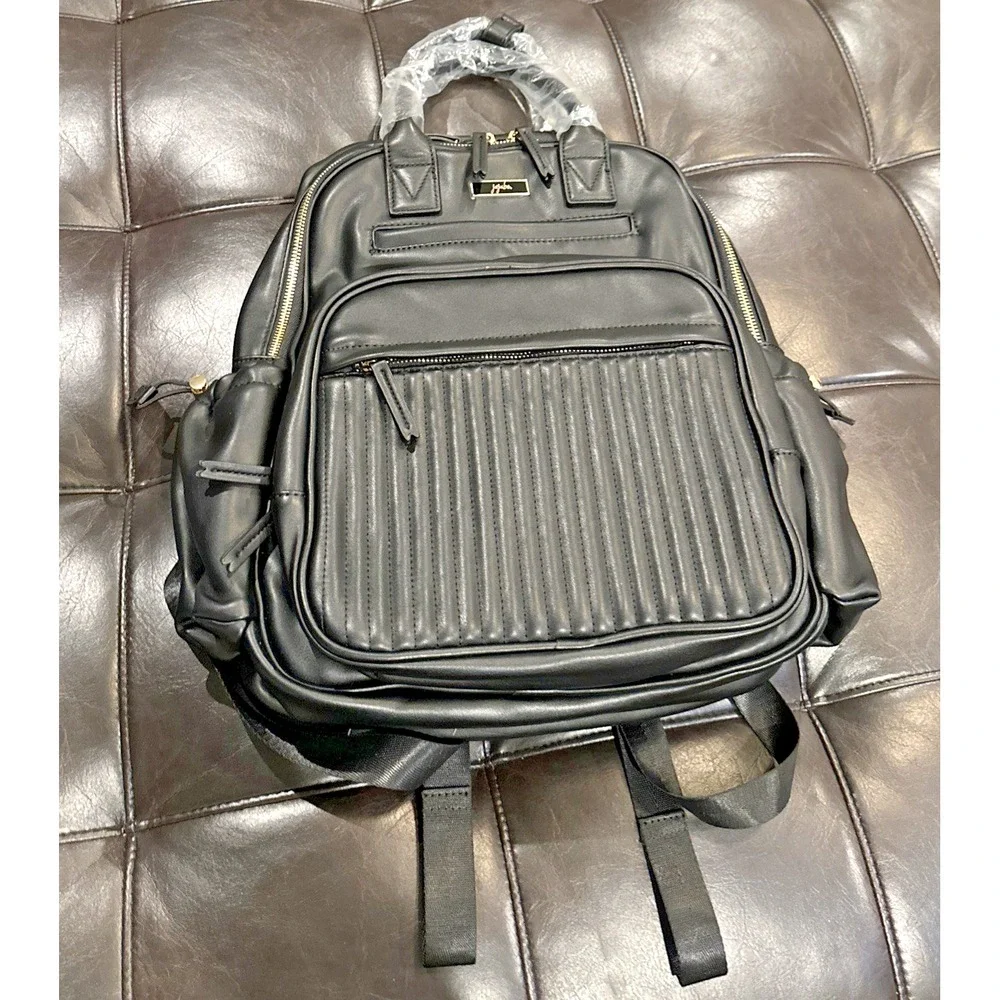 Jujube Million Pockets Deluxe Mommy Travel Backpack Lux Vegan Leather Black READ